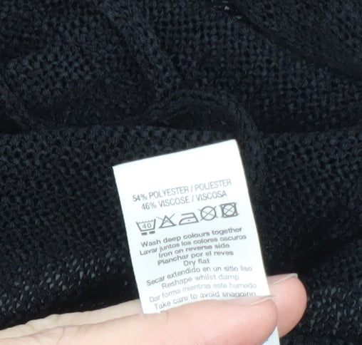 Evans Women’s Black Plus Size 26 Open Fringe Knit Cardigan
