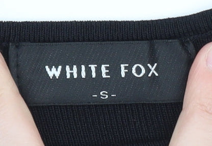 White Fox Women's Black Studded Halter Cropped Top Size S