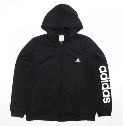Adidas Men’s Black 2XL Full Zip Hooded Sweatshirt with Logo