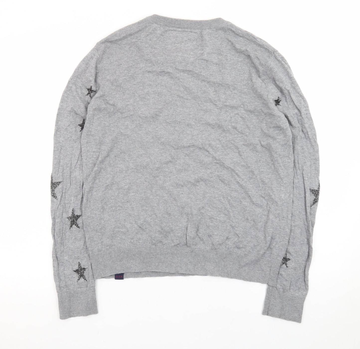 Superdry Womens Grey Star Knit Pullover Jumper Size L
