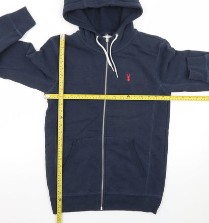 Guess Men’s Blue Full Zip Hoodie Size M Logo Fleece Sweatshirt