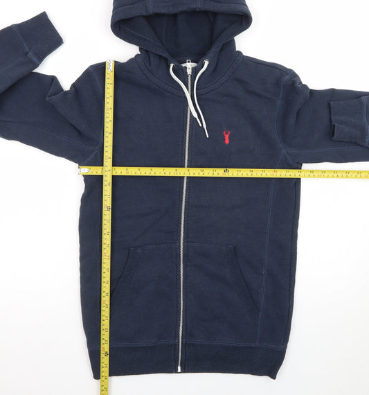 Guess Men’s Blue Full Zip Hoodie Size M Logo Fleece Sweatshirt