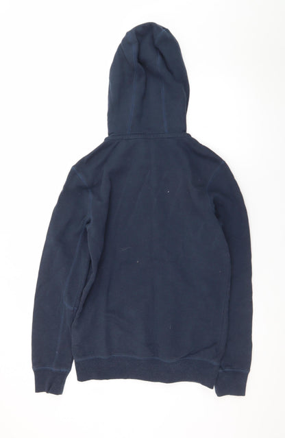 Guess Men’s Blue Full Zip Hoodie Size M Logo Fleece Sweatshirt