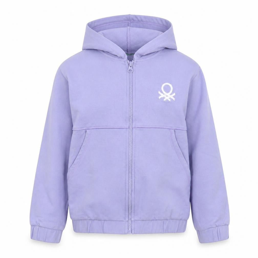 Front view of United Colors of Benetton Teens Purple Full Zip Hoodie Size 140cm