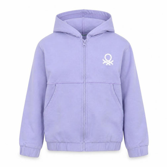 Front view of United Colors of Benetton Teens Purple Full Zip Hoodie Size 140cm