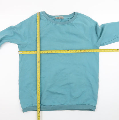 Jigsaw Women Blue Pullover Sweatshirt S/M Casual Crew Neck