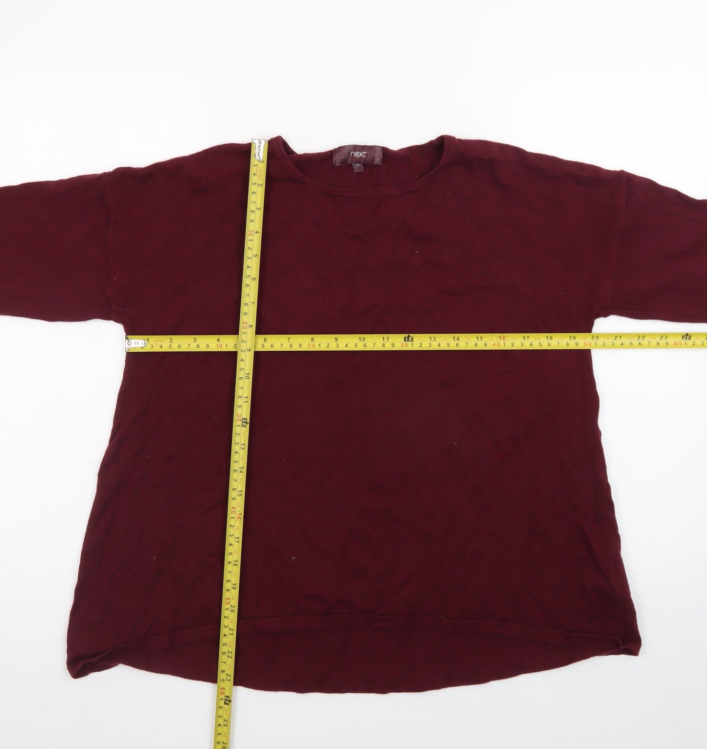 Next Women Red Long Sleeve Basic Cotton Blend T-Shirt Size 14
