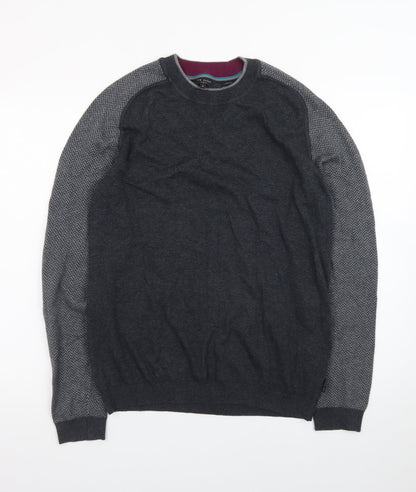 Ted Baker Men's Grey Cotton Wool Crew Neck Jumper Size L