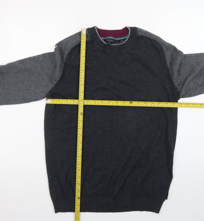 Ted Baker Men's Grey Cotton Wool Crew Neck Jumper Size L