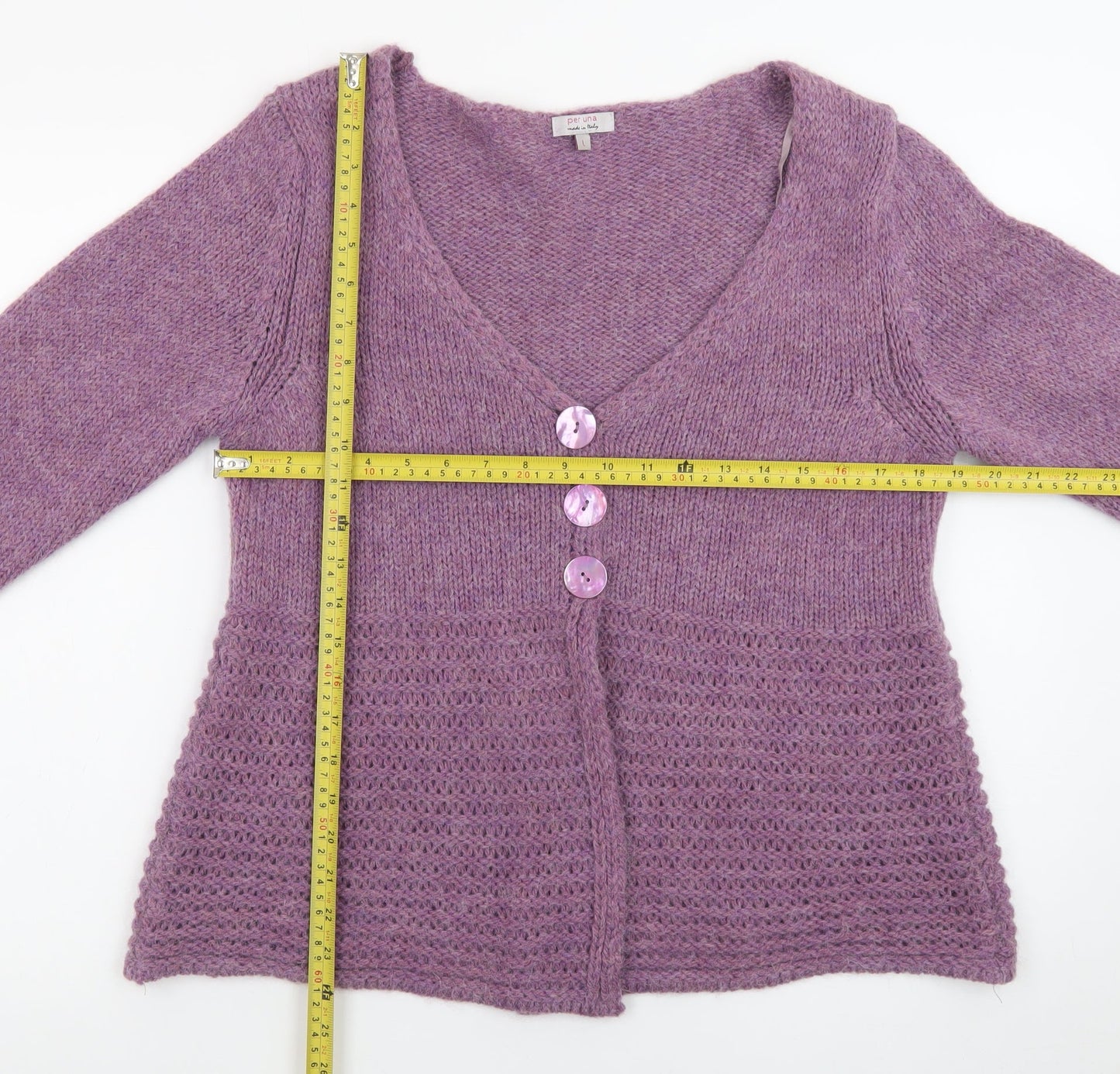 Marks and Spencer Per Una Women's Purple Wool Blend V-Neck Cardigan L