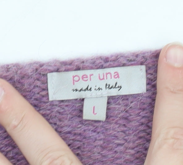 Marks and Spencer Per Una Women's Purple Wool Blend V-Neck Cardigan L