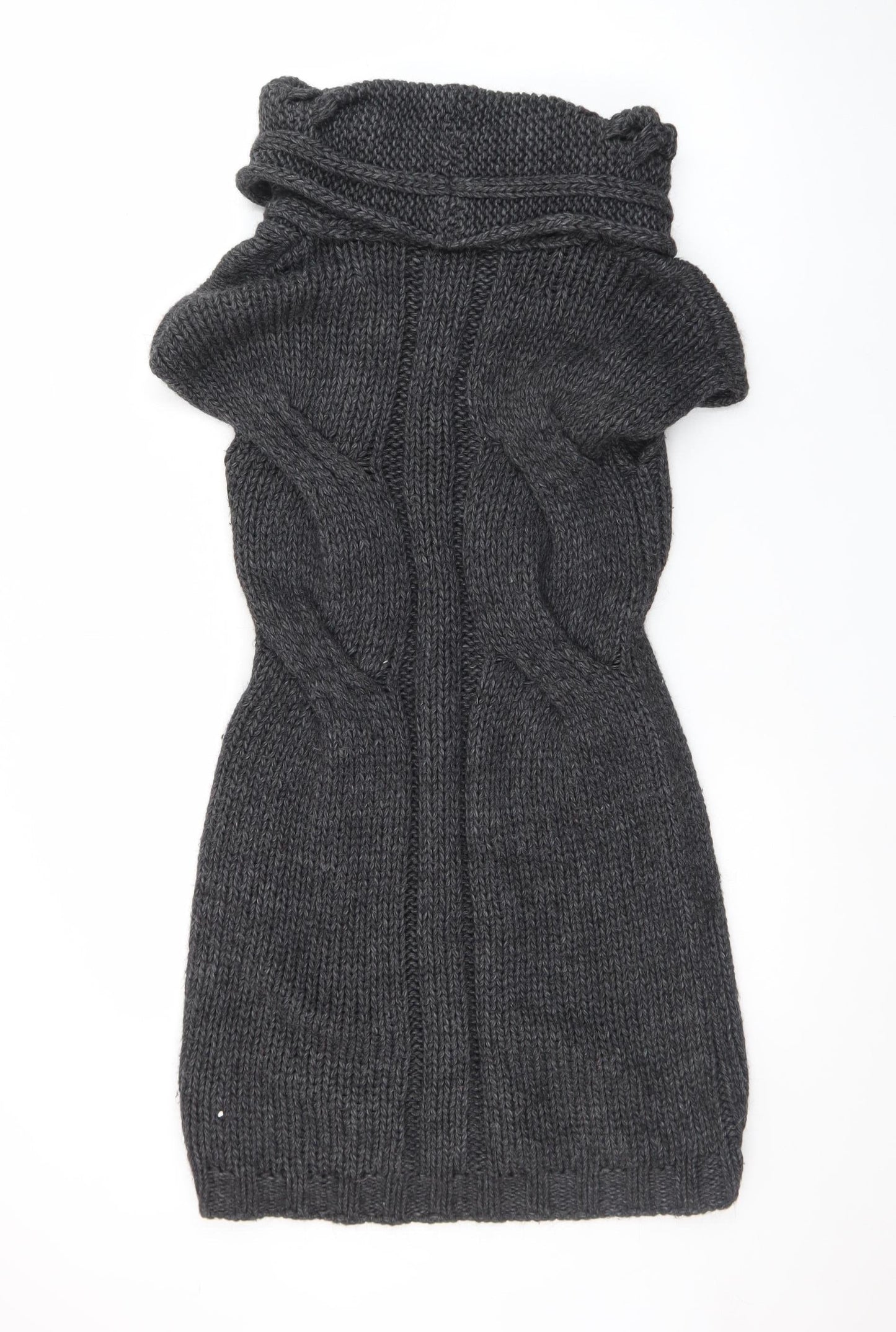Next Womens Grey Knit Cowl Neck Short Sleeve Jumper Dress Size 8