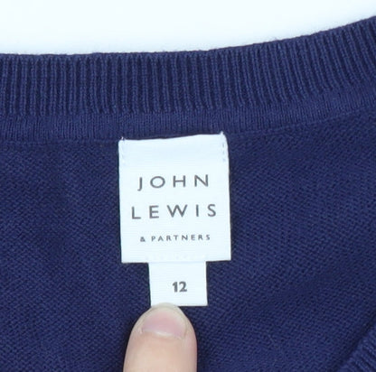 John Lewis Women’s Blue Crew Neck Cotton Blend Jumper Size 12