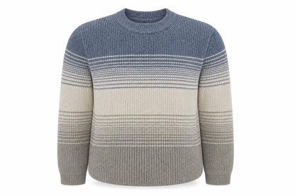 Celtic & Co. Men's Blue Wool Striped Crew Neck Jumper L