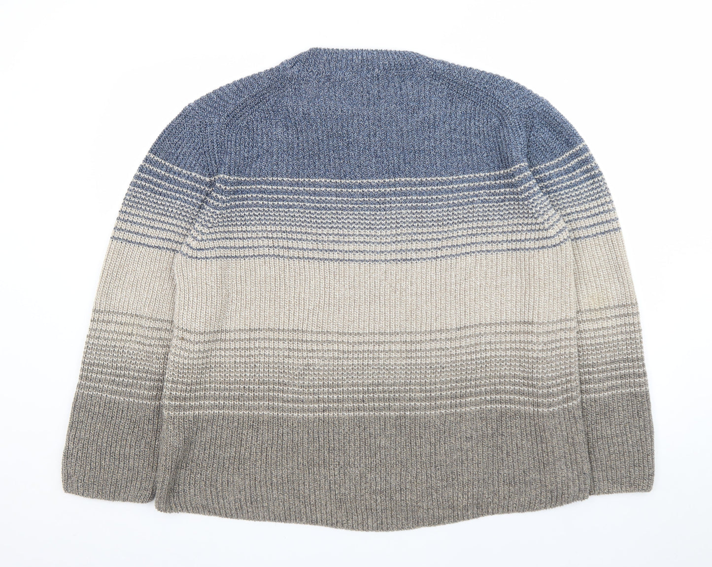 Celtic & Co. Men's Blue Wool Striped Crew Neck Jumper L