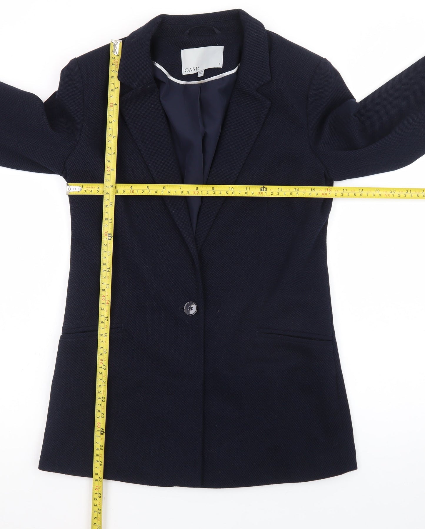 Oasis Women's Navy Blazer Jacket Size 8 Single-Breasted Lined Workwear