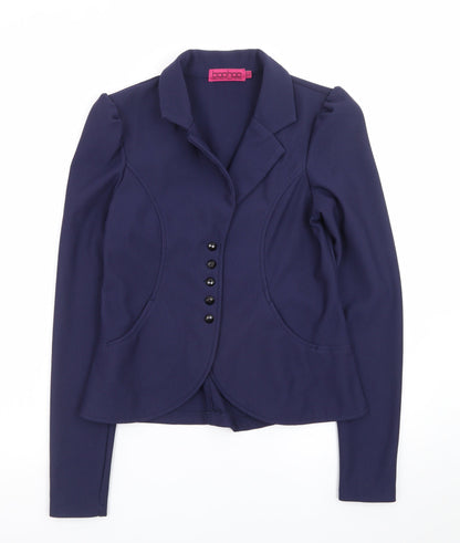 Boohoo Women's Blue Fitted Blazer Jacket UK 14 Long Sleeve