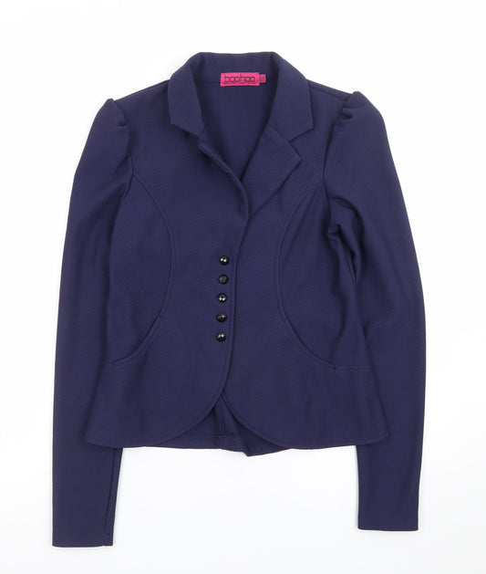 Boohoo Women's Blue Fitted Blazer Jacket UK 14 Long Sleeve