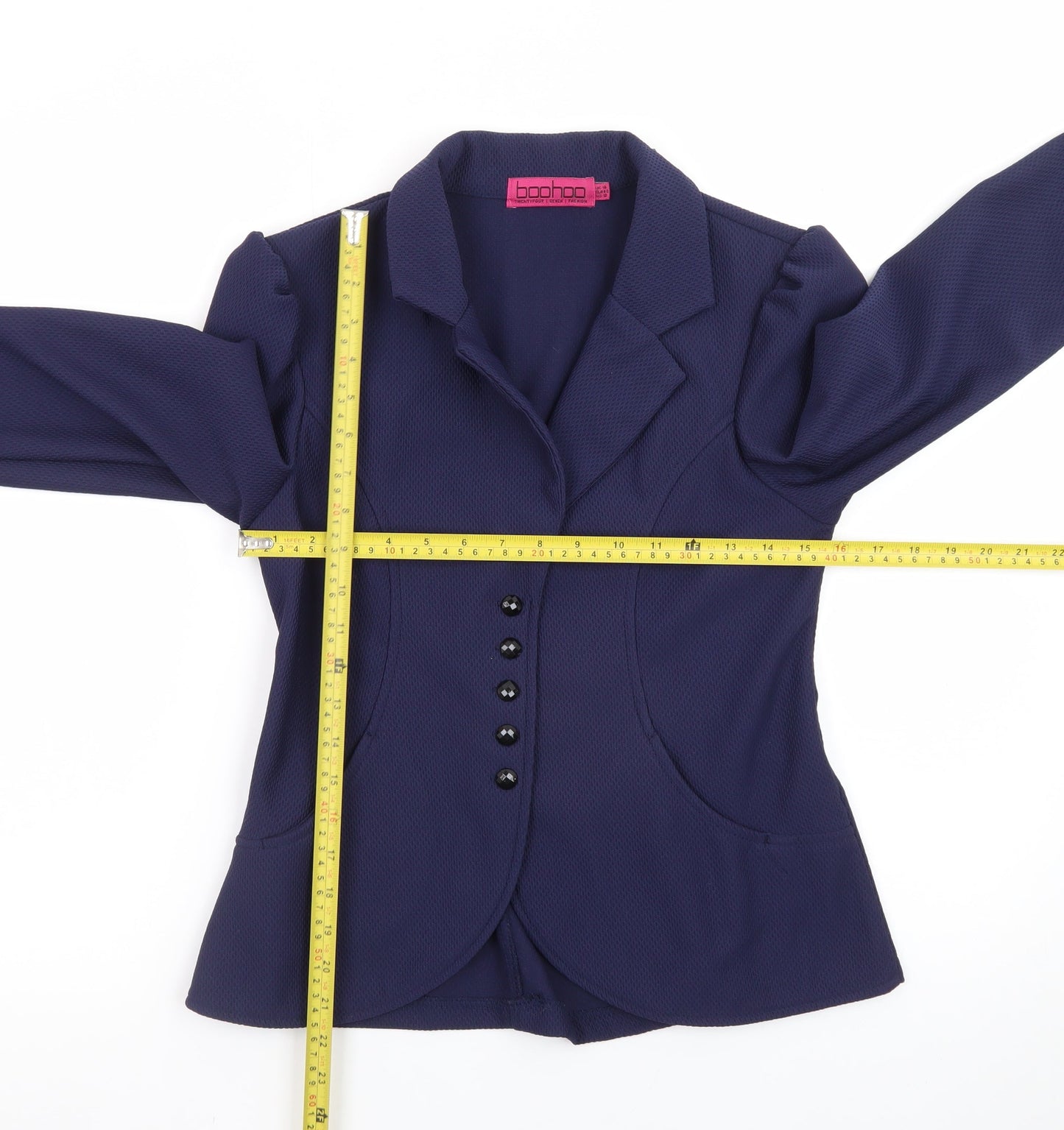 Boohoo Women's Blue Fitted Blazer Jacket UK 14 Long Sleeve
