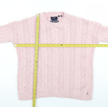 Superdry Womens Pink Cable Knit Crew Neck Jumper Size 10