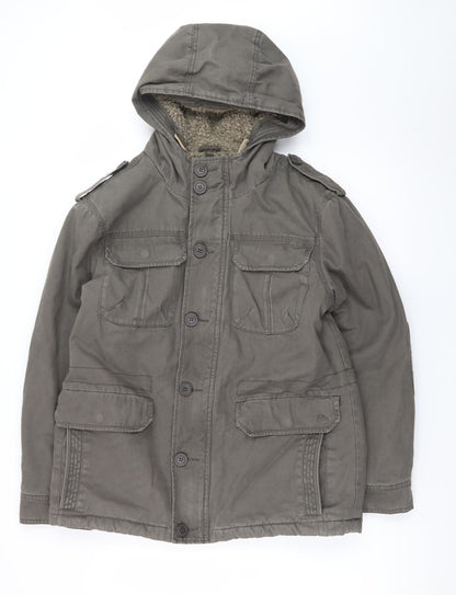 Mantaray Men’s Green Hooded Cotton Parka Jacket Size M