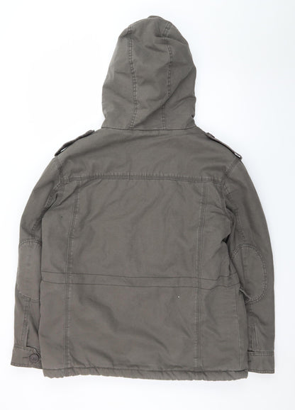 Mantaray Men’s Green Hooded Cotton Parka Jacket Size M