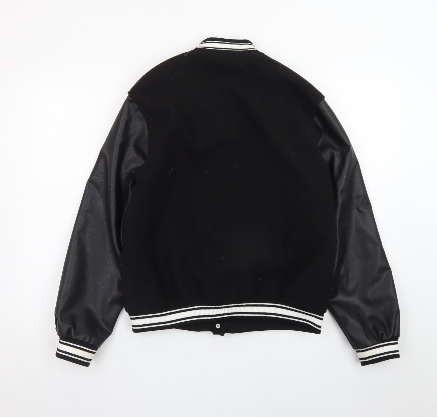 H&M Girls Black Wednesday Addams Varsity Jacket 12-13 Years Lined Casual