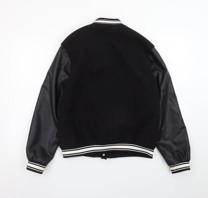 H&M Girls Black Wednesday Addams Varsity Jacket 12-13 Years Lined Casual
