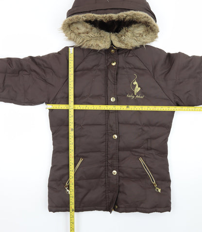 Baby Phat Women's Brown Faux Fur Hooded Puffer Coat M