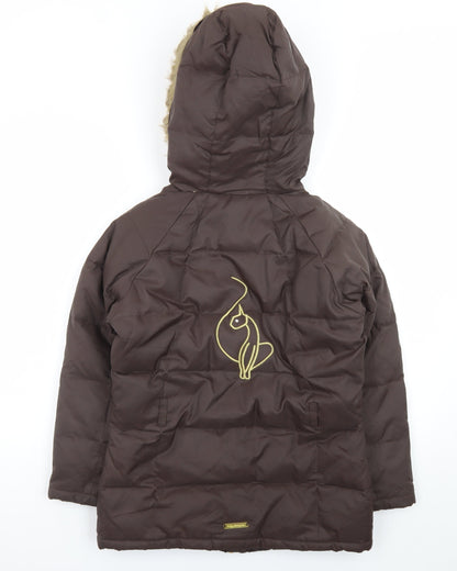 Baby Phat Women's Brown Faux Fur Hooded Puffer Coat M