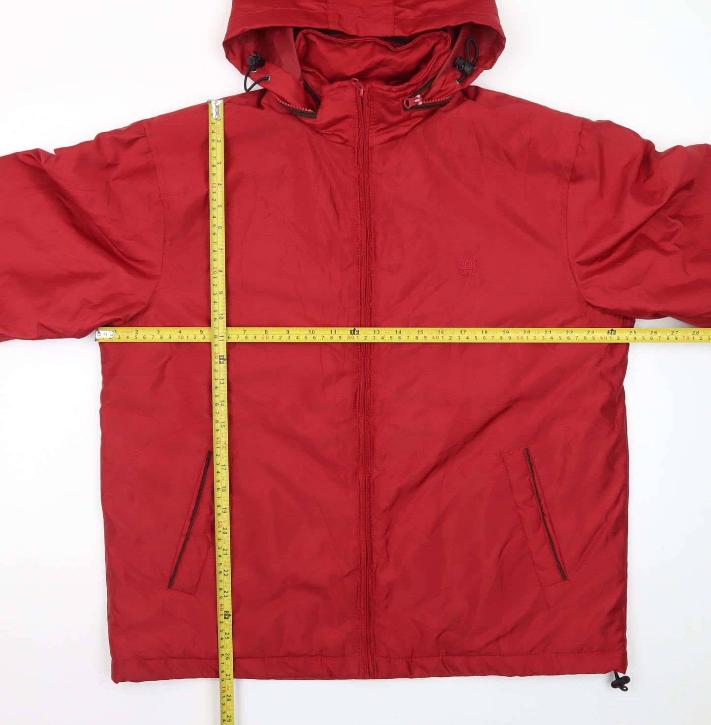 Chaps Men's Red Hooded Polyester Puffer Jacket L Regular Fit