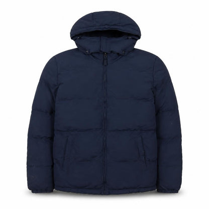 St John's Bay Men's Blue L Hooded Puffer Jacket Polyester Winter Coat