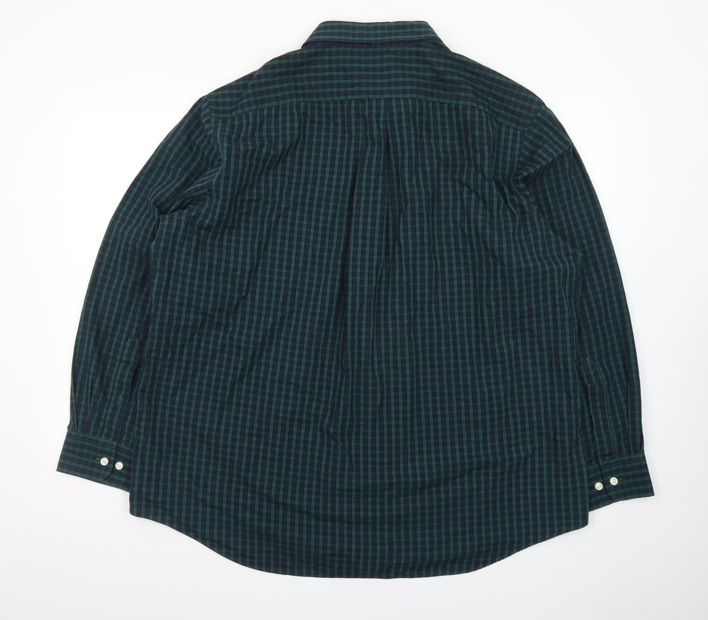 Croft & Barrow Men's Green Check Long Sleeve Cotton Polo Shirt XL