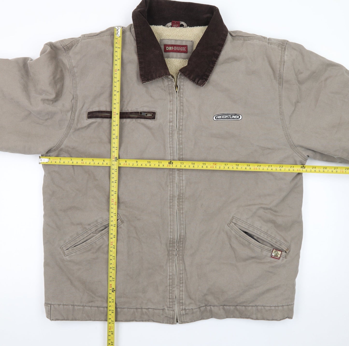 DRI DUCK Men's Beige L Lined Canvas Bomber Jacket Workwear Style