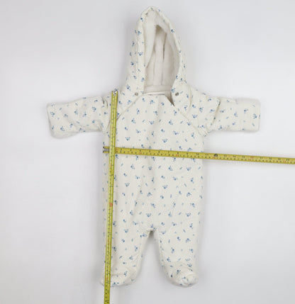 Marks and Spencer Unisex Baby White Floral Hooded Babygrow 0-3 Months