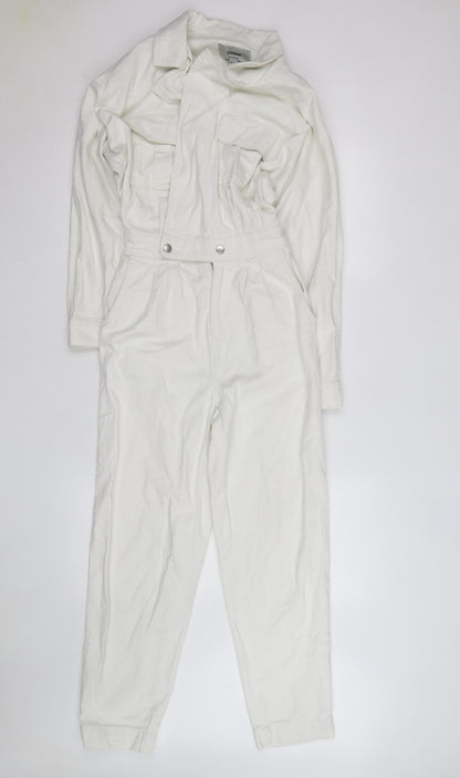 New Look Women’s White Denim Collared Jumpsuit Size 8
