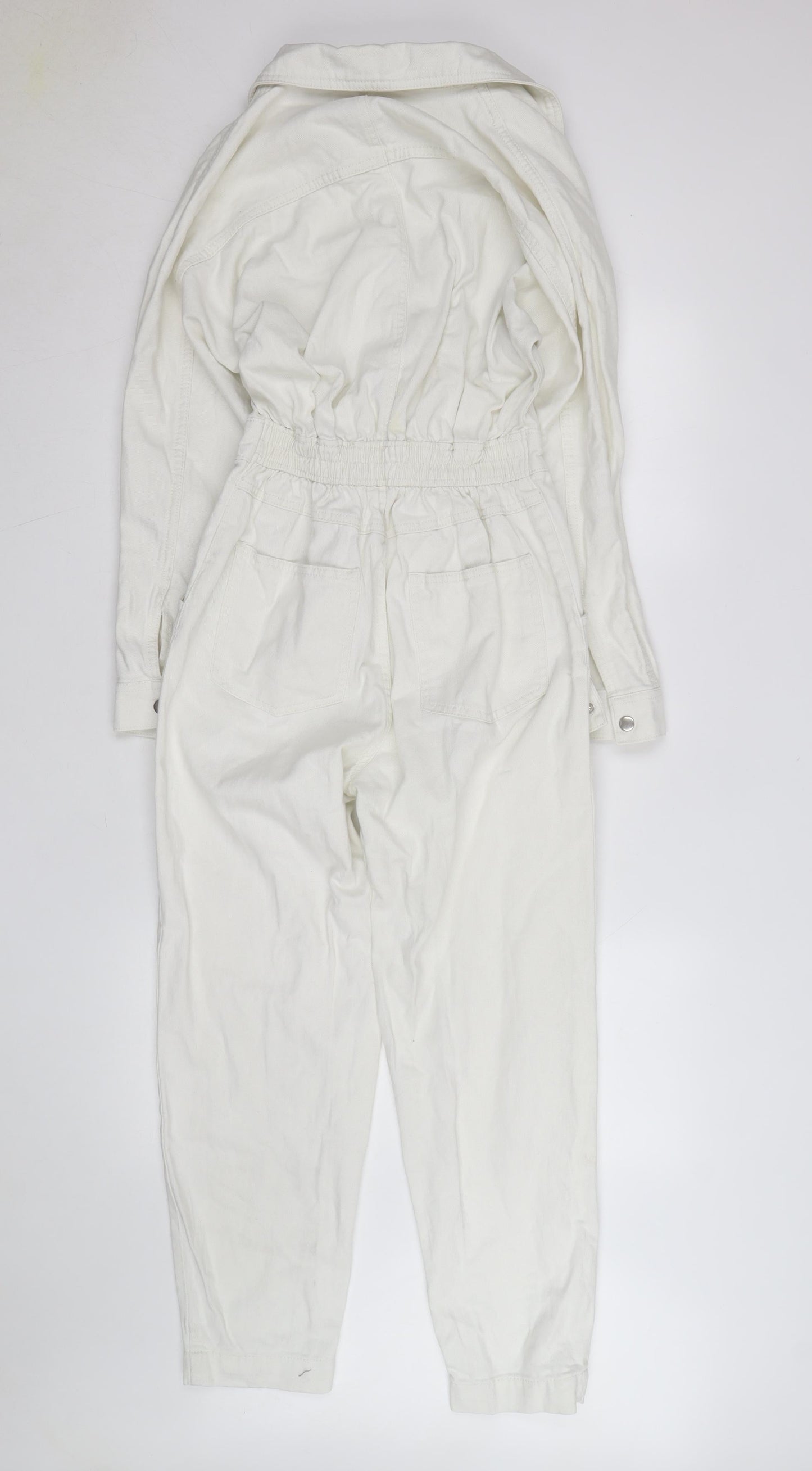 New Look Women’s White Denim Collared Jumpsuit Size 8