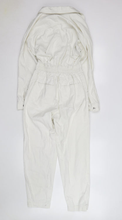 New Look Women’s White Denim Collared Jumpsuit Size 8