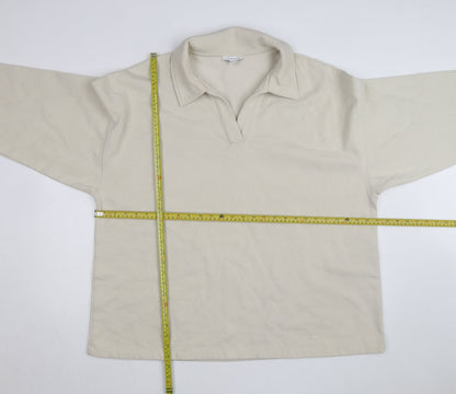 Topshop Women’s Beige Collared Henley Fleece Jumper Size L
