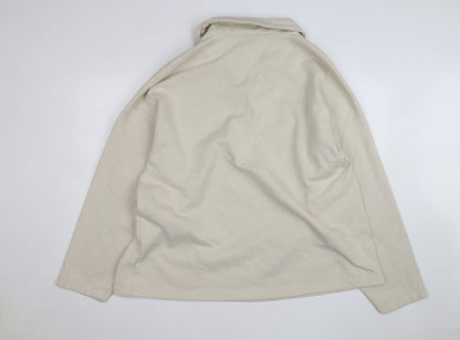 Topshop Women’s Beige Collared Henley Fleece Jumper Size L