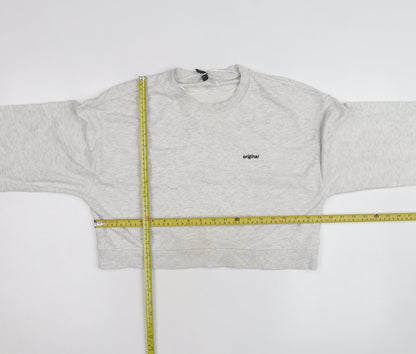 H&M Divided Women's Grey Cropped Pullover Sweatshirt Size 12