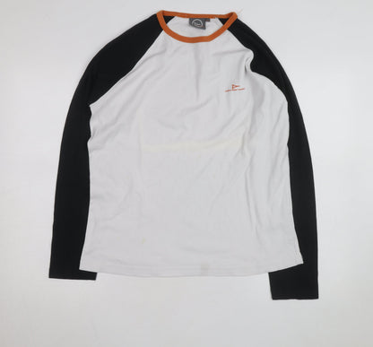 Diverse Men's White & Black Long Sleeve Crew Neck Raglan Top Size M