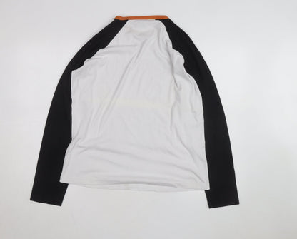 Diverse Men's White & Black Long Sleeve Crew Neck Raglan Top Size M