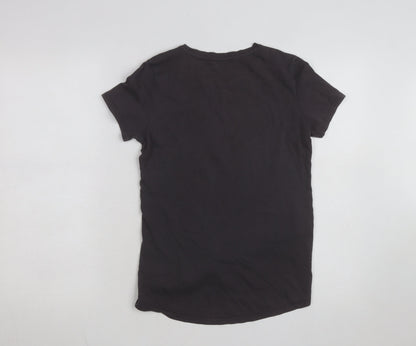 Puma Womens Black Graphic Logo T-Shirt Size 8 Slim Fit