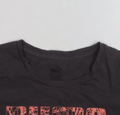 Puma Womens Black Graphic Logo T-Shirt Size 8 Slim Fit