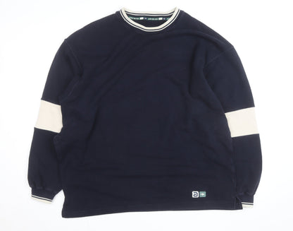 Marks & Spencer Men's Blue Crew Neck Logo Sweatshirt L