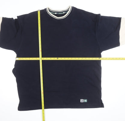 Marks & Spencer Men's Blue Crew Neck Logo Sweatshirt L