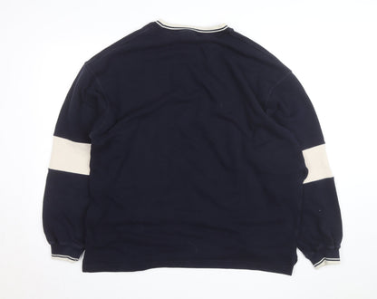 Marks & Spencer Men's Blue Crew Neck Logo Sweatshirt L