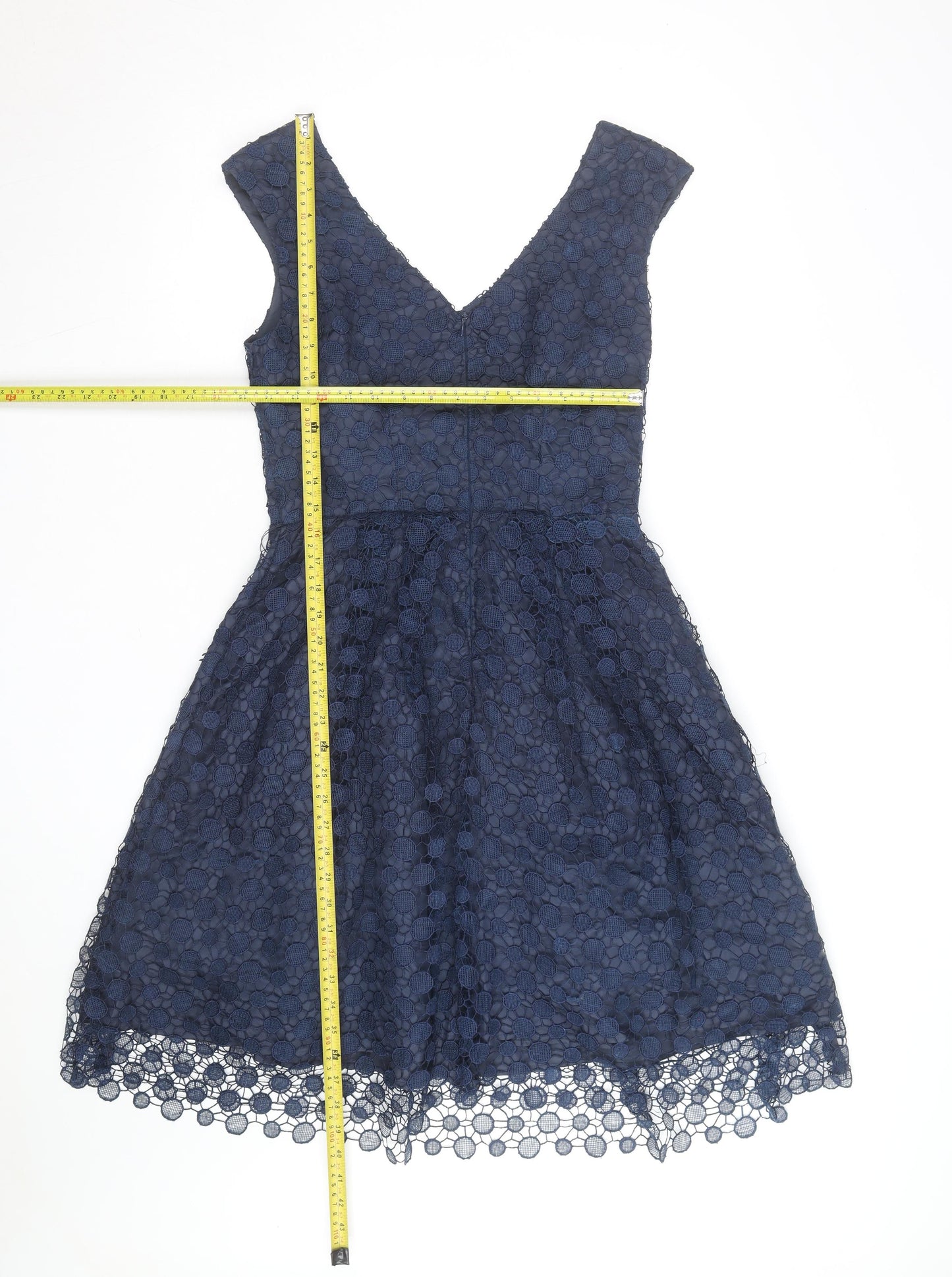 Pepperberry Women Blue Fit & Flare Lace Knee Length Sleeveless Dress Size 10