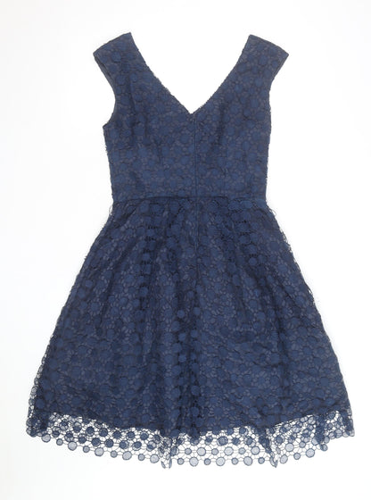 Pepperberry Women Blue Fit & Flare Lace Knee Length Sleeveless Dress Size 10